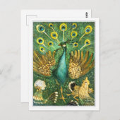 Peacock - Pauw met Kippen - Theo van Hoytema Postkarte (Vorne/Hinten)