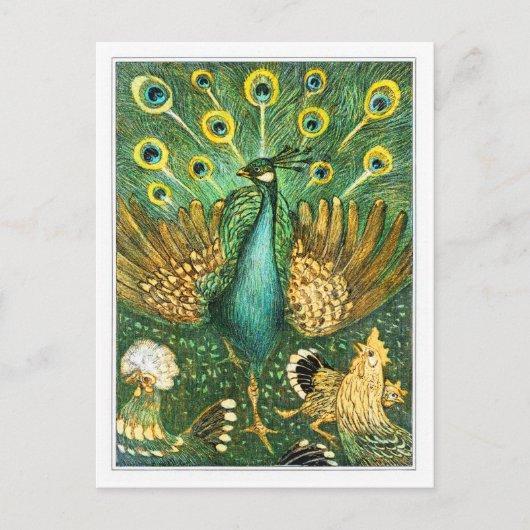 Peacock - Pauw met Kippen - Theo van Hoytema Postkarte (Vorderseite)