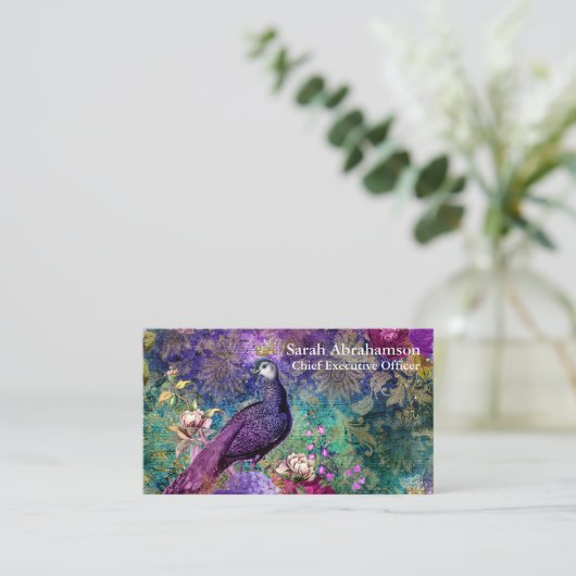 Peacock Peacocks Colorful Business Cards Visitenkarte (Stehend Vorderseite)