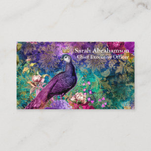 Peacock Peacocks Colorful Business Cards Visitenkarte