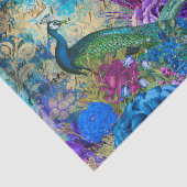 Peacock Peacocks Decoupage Blue & Purple Flowers Seidenpapier (Ausschnitt)
