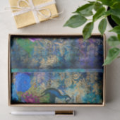 Peacock Peacocks Decoupage Blue & Purple Flowers Seidenpapier (Geschenk)