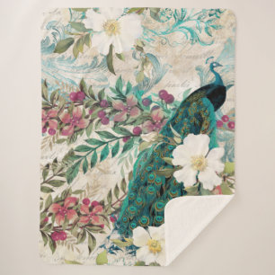 Peacock Peacocks Large Sherpa Blankon Sherpadecke