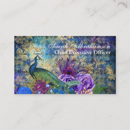 Peacock Peacocks Regal Beautiful Business Cards Visitenkarte (Vorderseite)