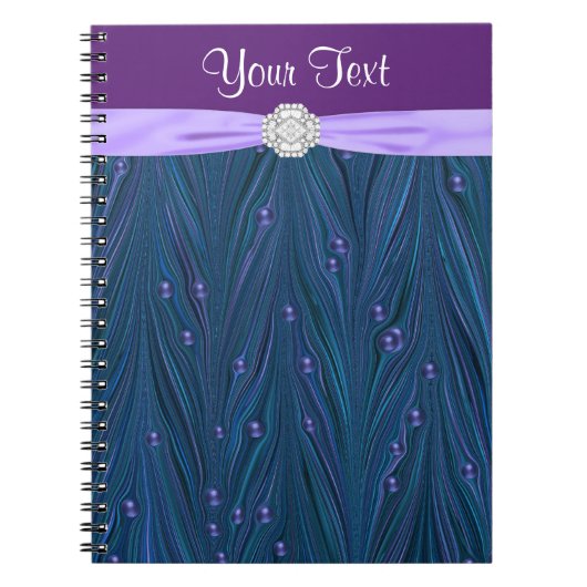 Peacock Pearls Lila Aquamarin Blue Spiral Notebook Notizblock (Vorderseite)