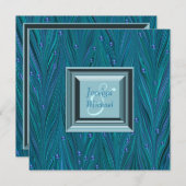 Peacock Pearls Lila Aquamarin Blue Wedding Einladung (Vorne/Hinten)