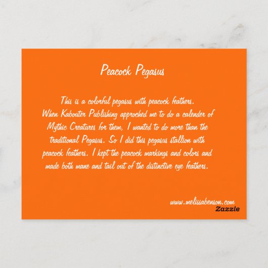 Peacock Pegasus Postkarte (Rückseite)