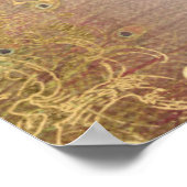 Peacock Peony Floral Blush Pink Gold Decoupage Poster (Ecke)