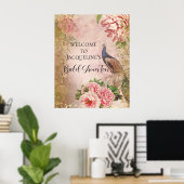 Peacock Peony Floral Pink Brautparty Tee Poster (Heimbüro)