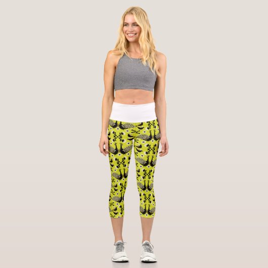 Peacock Pfau Bird Folk Capri Leggings (Vorderseite)