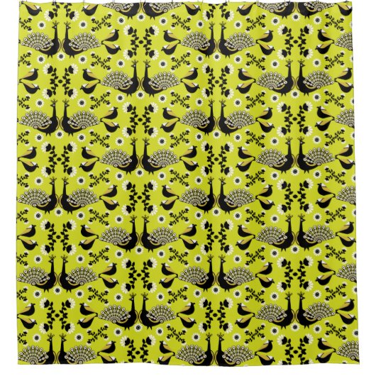 Peacock Pfau Bird Folk Duschvorhang (Vorderseite)