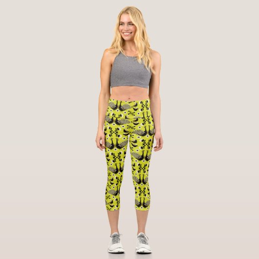Peacock Pfau Bird Folk Leggings (Vorderseite)
