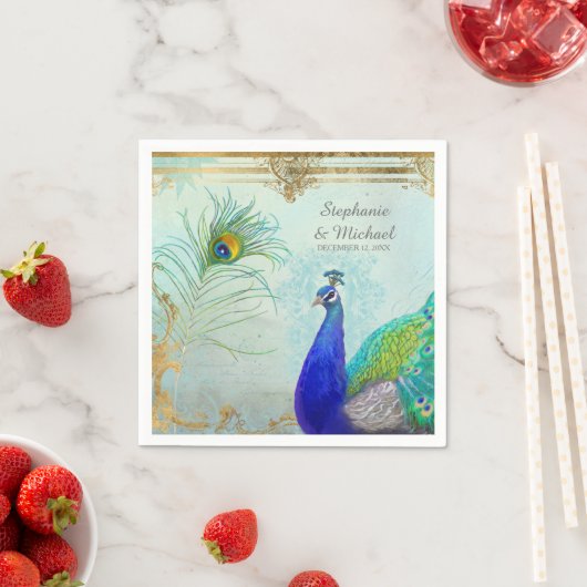 Peacock Pfau Schwanz Feathers Imitats Gold Leaf Sw Serviette (Beispiel)