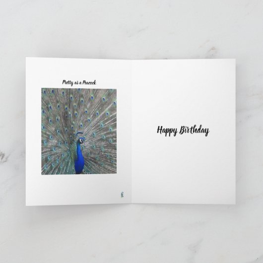 PEACOCK PHOTO HAPPY BIRTHDAY GREETING CARD KARTE (Innenseite)