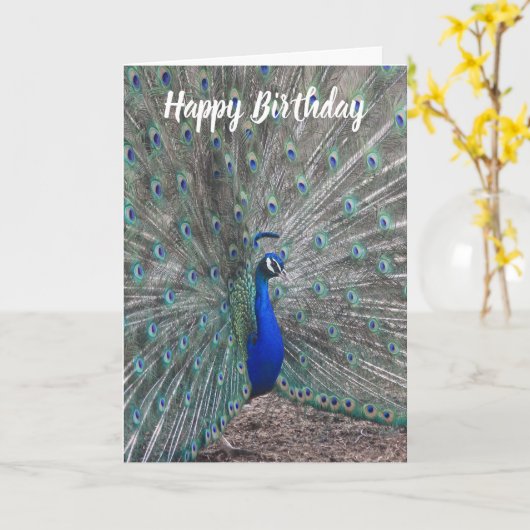 PEACOCK PHOTO HAPPY BIRTHDAY GREETING CARD KARTE (Gelbe Blume)