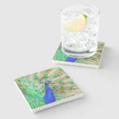 Peacock Plumage Steinuntersetzer (Seitenansicht)