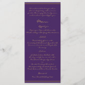 Peacock Plume in Gold und Lila Plum Menu Menükarte (Vorderseite)