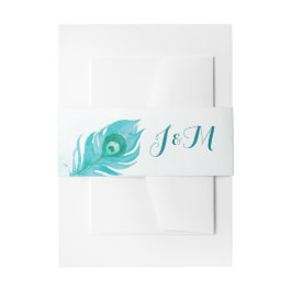 Peacock Plume Monogram Watercolor Wedding Einladungsbanderole