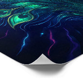 Peacock Plume Pulse: Velvet Jewel Tone Abstract Poster (Ecke)