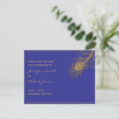 Peacock Plume Save the Date Postkarte (Stehend Vorderseite)