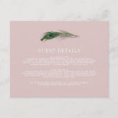 Peacock Poise | Hochzeitsgast Peach Enclosure Card Begleitkarte (Vorderseite)