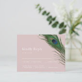 Peacock Poise | Wahl des Hochzeitspfirsichs RSVP Karte (Stehend Vorderseite)