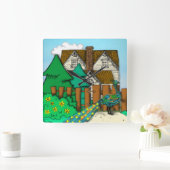 Peacock-Pop Quadratische Wanduhr (Zuhause)