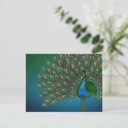 Peacock Postkarte (Stehend Vorderseite)