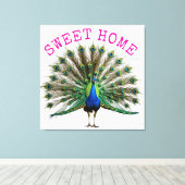 Peacock Premium Wrapped Canvas Leinwanddruck (Insitu (Holzboden))