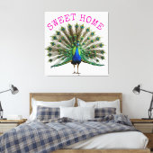 Peacock Premium Wrapped Canvas Leinwanddruck (Insitu (Schlafzimmer))