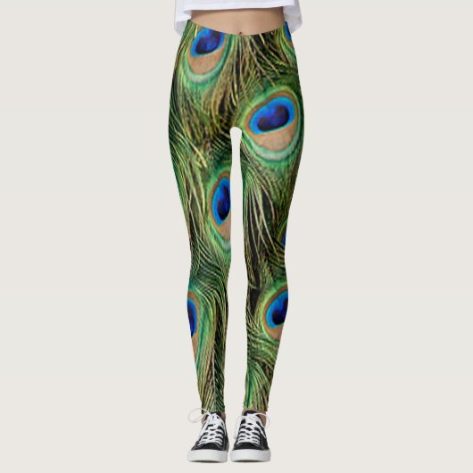 Peacock Print Pattern Legierung Leggings (Vorderseite)