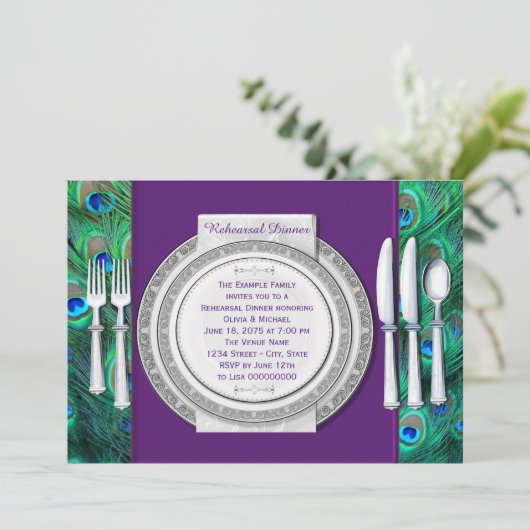 Peacock Probe Dinner Einladung (Stehend Vorderseite)