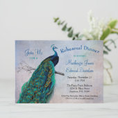 Peacock Probe Dinner Einladung Vintag Blue (Stehend Vorderseite)