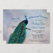 Peacock Probe Dinner Einladung Vintag Blue (Vorne/Hinten)