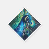 Peacock Profile Happy Birthday Serviette (Ecke)