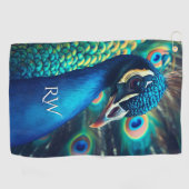 Peacock Profile Persönliche Initialen Golfhandtuch (Horizontal)