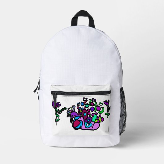 Peacock purple roses  bedruckter rucksack (Vorderseite)