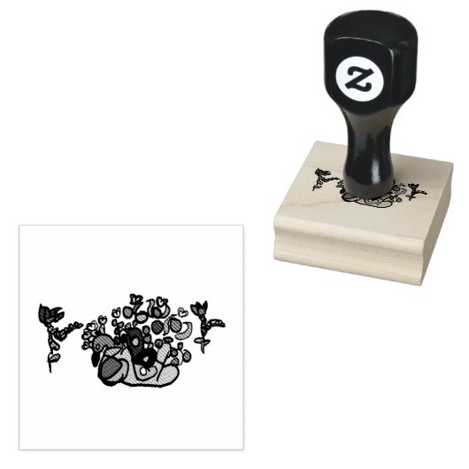 Peacock purple roses gummistempel (Stempel)