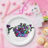 Peacock purple roses  pappteller (Party)