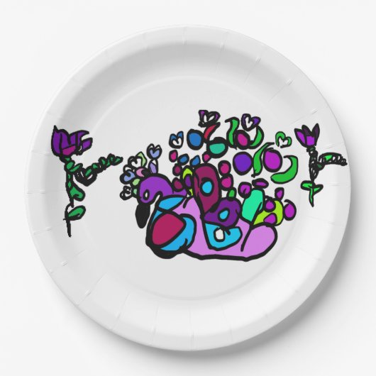 Peacock purple roses  pappteller (Vorderseite)