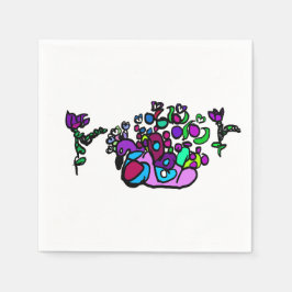 Peacock purple roses  serviette