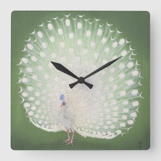 Peacock Quadratische Wanduhr (Vorderseite)