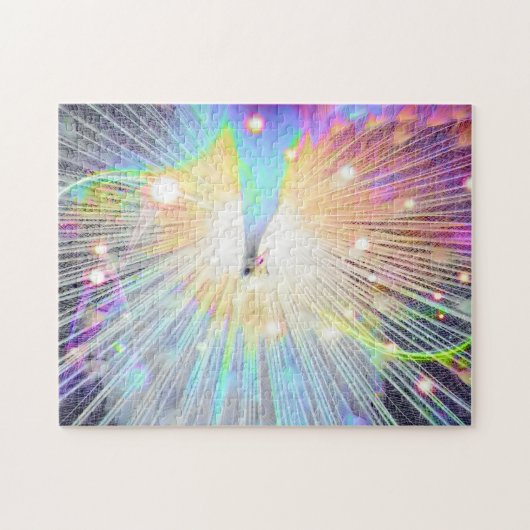 Peacock Regenbogen Glitzer schönes Funkeln hübsch Puzzle (Horizontal)