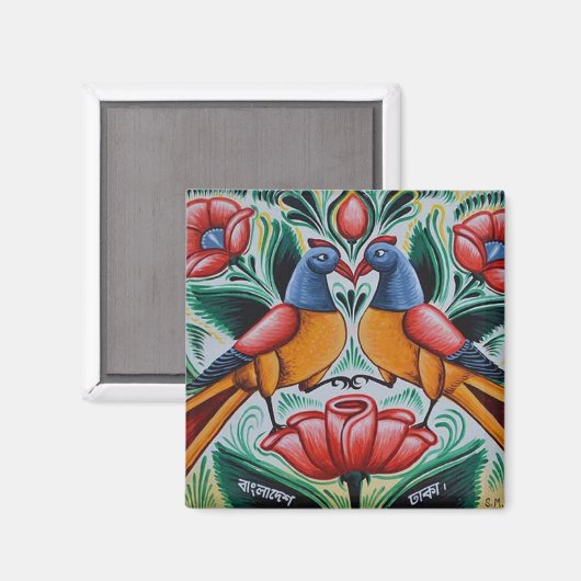 Peacock rickshaw art magnet (Vorderseite/Rückseite)