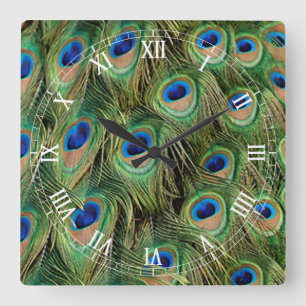 Peacock Roman Numeral Clock Quadratische Wanduhr