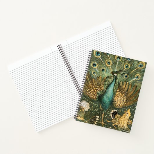 Peacock Rooster Illustriert Print Spiral Notebook Notizblock (Innenseite)