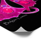 PEACOCK, rosa, fuchsienblau, lila schwarz Poster (Ecke)