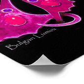 PEACOCK, rosa, fuchsienblau, lila schwarz Poster (Ecke)