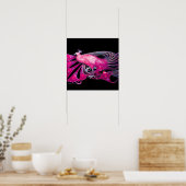 PEACOCK, rosa, fuchsienblau, lila schwarz Poster (Küche)