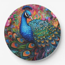 Peacock Rose Elegante Hübsche Pappteller